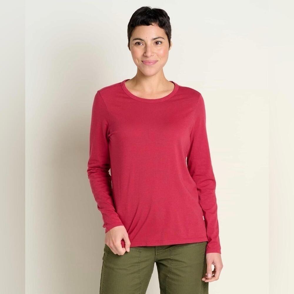 LAST ONE! NWT Toad&Co Primo 100% Organic Cotton Long Sleeve Tee Shirt Berry XS